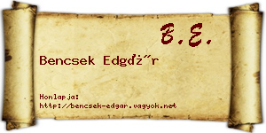 Bencsek Edgár névjegykártya